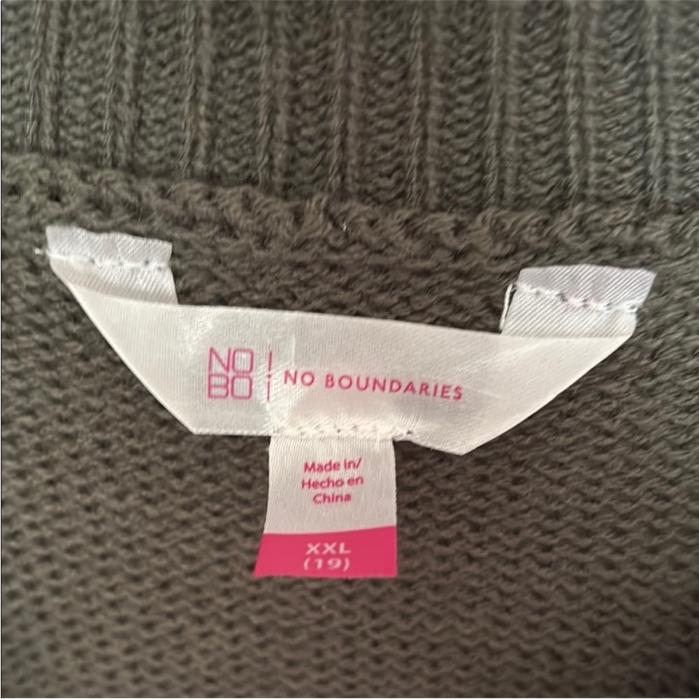 No Boundaries Olive Green Cropped Mushroom Sweater XXL - Picture 4 of 4